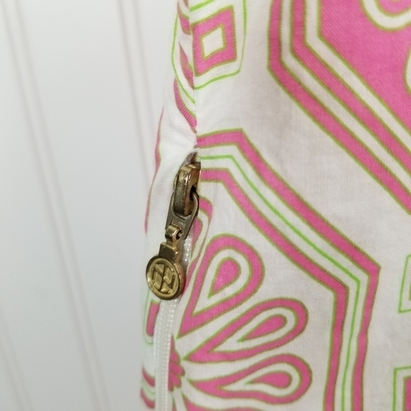 Tracy Negoshian Ruffle Dress Sleeveless Geometric Pink Mini Coquette Preppy Soft - Picture 7 of 10